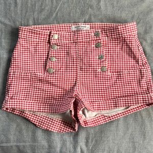 Gently Used Retro Red and White Checkered Buttoned shorts